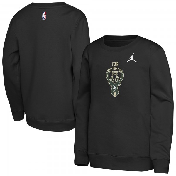 Подростковая Milwaukee Bucks Jordan Brand Black Courtside Statement Edition Sweatshirt