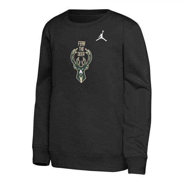 Подростковая Milwaukee Bucks Jordan Brand Black Courtside Statement Edition Sweatshirt