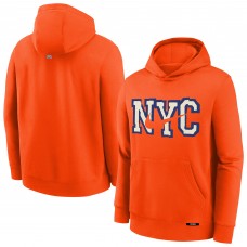 Подростковая New York Knicks Nike Orange 2025/26 City Edition Club Fleece Pullover Hoodie