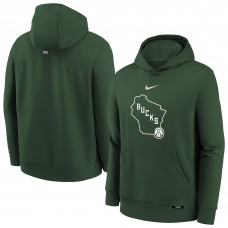 Подростковая Milwaukee Bucks Nike Hunter Green 2025/26 City Edition Club Fleece Pullover Hoodie