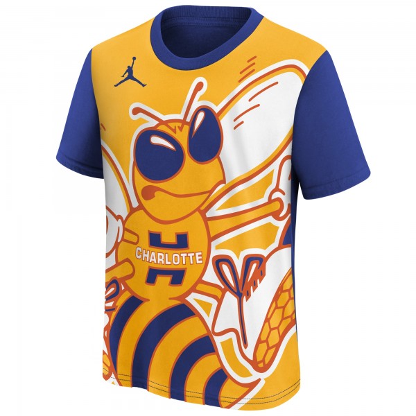 Подростковая Charlotte Hornets Jordan Brand Blue/Yellow 2025/26 City Edition Max90 T-Shirt