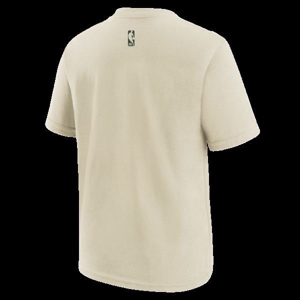 Подростковая Milwaukee Bucks Nike Cream/Hunter Green 2025/26 City Edition Max90 T-Shirt