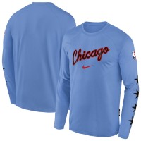 Подростковая Chicago Bulls Nike Blue 2025/26 City Edition Dri-Fit Long Sleeve Game Top