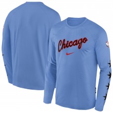 Подростковая Chicago Bulls Nike Blue 2025/26 City Edition Dri-Fit Long Sleeve Game Top