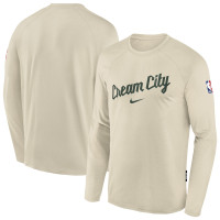 Подростковая Milwaukee Bucks Nike White 2025/26 City Edition Dri-Fit Long Sleeve Game Top