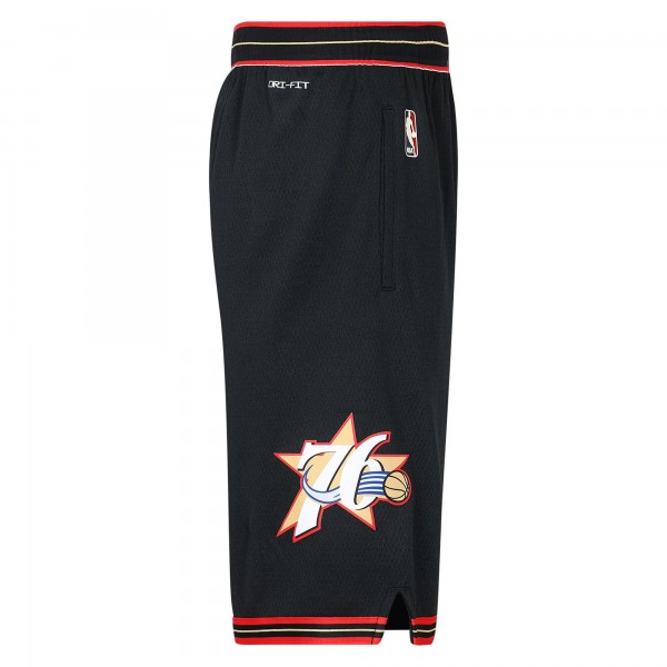 Подростковая Philadelphia 76ers Nike Black Hardwood Classics Dri-FIT Swingman Shorts