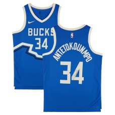 Giannis Antetokounmpo Milwaukee Bucks Autographed Fanatics Authentic Nike 2024-25 Blue City Edition Swingman Jersey