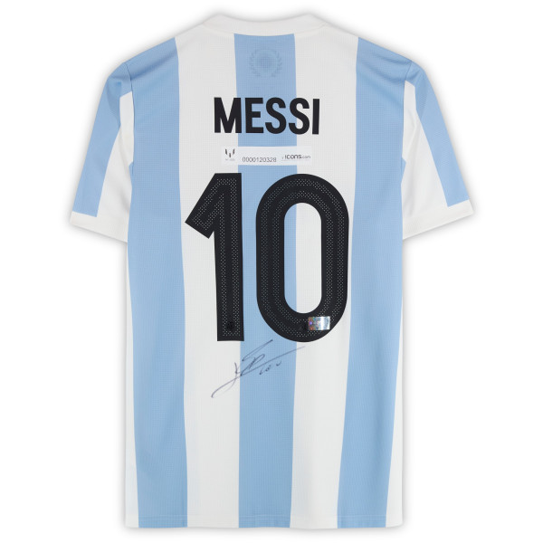 Джерси с автографом Lionel Messi Argentina National Team Fanatics Authentic Light Blue/White adidas 50th Anniversary