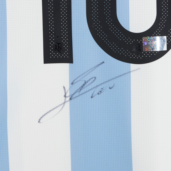 Джерси с автографом Lionel Messi Argentina National Team Fanatics Authentic Light Blue/White adidas 50th Anniversary