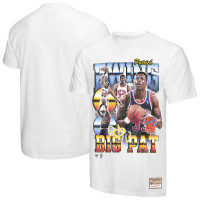 Футболка New York Knicks Patrick Ewing Mitchell & Ness White Hardwood Classics Commemorative Collage