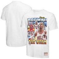 Футболка Chicago Bulls Dennis Rodman Mitchell & Ness White Hardwood Classics Commemorative Player Collage