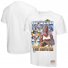 Philadelphia 76ers Allen Iverson Mitchell & Ness White Hardwood Classics Commemorative Player Collage T-Shirt