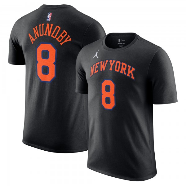 Unisex New York Knicks OG Anunoby Jordan Brand Black Name & Number T-Shirt - Statement Edition