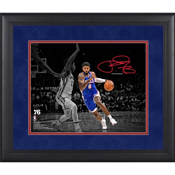 Paul George Philadelphia 76ers Facsimile Signature Fanatics Authentic Framed 11 x 14 Spotlight Photograph