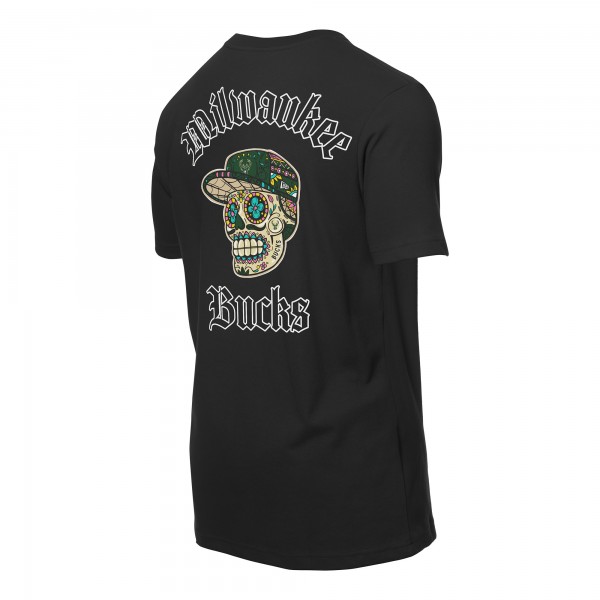 Milwaukee Bucks New Era Black Sugar Skulls T-Shirt