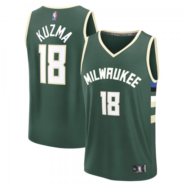 Джерси Milwaukee Bucks Kyle Kuzma Fanatics Hunter Green Fast Break Replica Player - Icon Edition