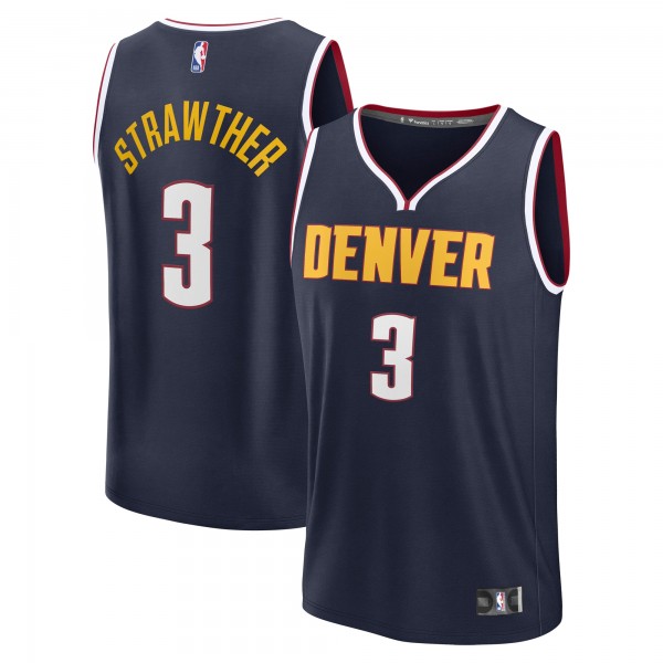 Джерси Denver Nuggets Julian Strawther Fanatics Navy Fast Break Replica Player - Icon Edition