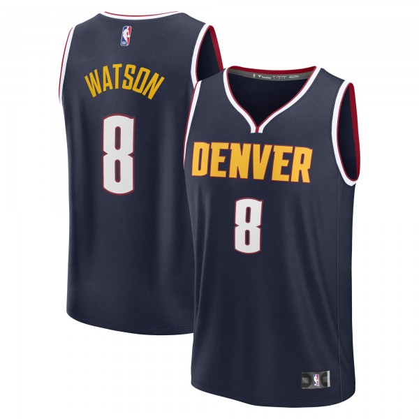 Джерси Denver Nuggets Peyton Watson Fanatics Navy Fast Break Replica Player - Icon Edition