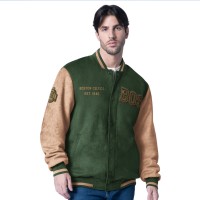 Boston Celtics G-III Sports by Carl Banks Olive Infielder Faux Suede Full-Zip Varsity Jacket
