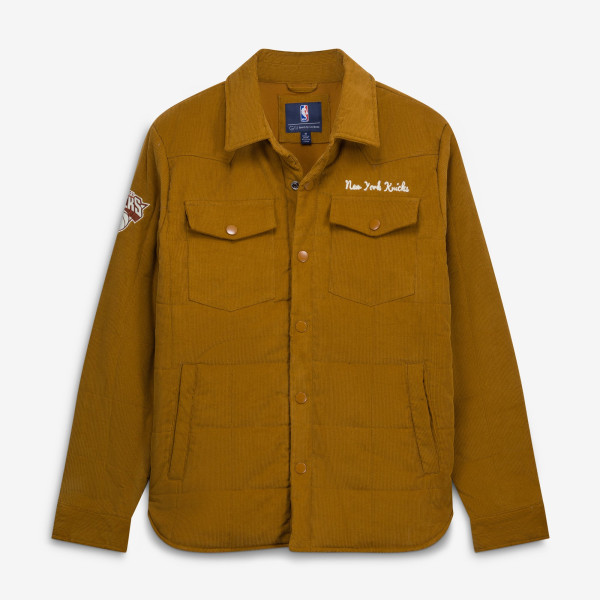Куртка New York Knicks G-III Sports by Carl Banks Tan Triumph Corduroy Chainstitch Quilted Full-Snap