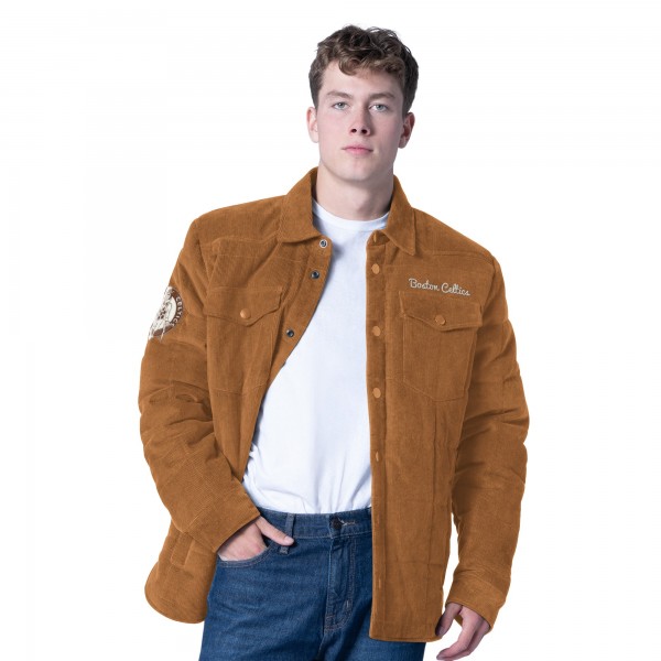Boston Celtics G-III Sports by Carl Banks Tan Triumph Corduroy Chainstitch Quilted Full-Snap Jacket