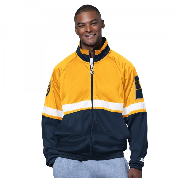 Indiana Pacers Starter Navy/White The Veteran Tricot Track Raglan Full-Zip Jacket
