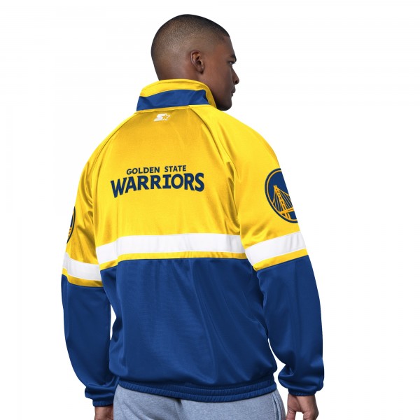 Golden State Warriors Starter Royal/White The Veteran Tricot Track Raglan Full-Zip Jacket