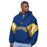 Golden State Warriors Starter Royal The Line Up Oxford Crinkle Half-Zip Hooded Jacket