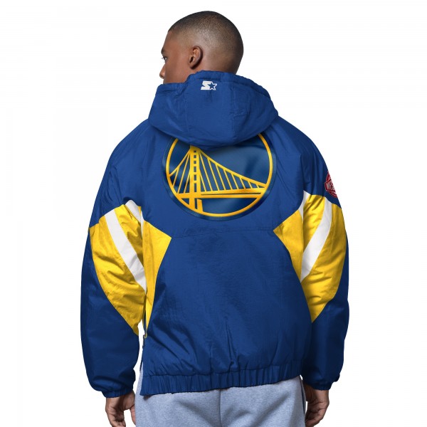 Golden State Warriors Starter Royal The Line Up Oxford Crinkle Half-Zip Hooded Jacket