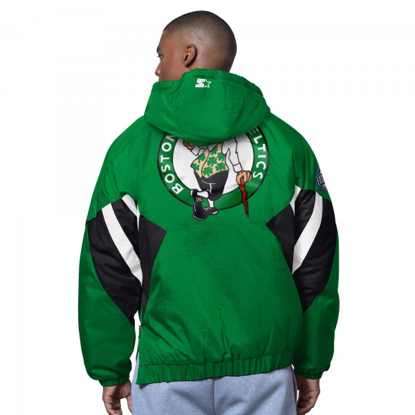 Boston Celtics Starter Green The Line Up Oxford Crinkle Half-Zip Hooded Jacket