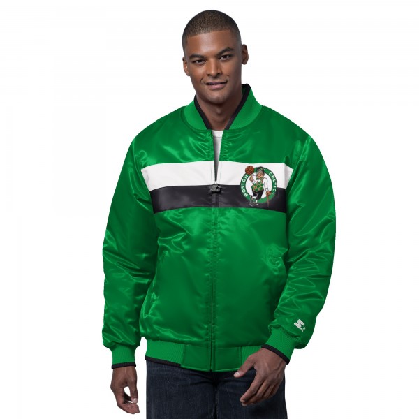 Boston Celtics Starter Kelly Green/Black The Ambassador Satin Varsity Jacket