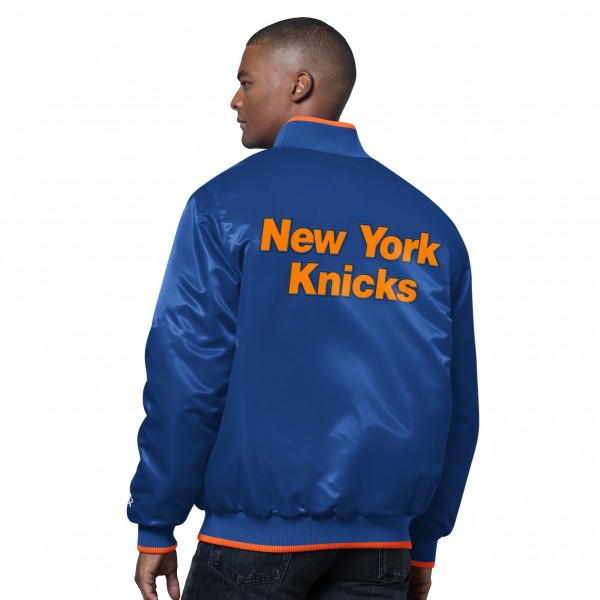 New York Knicks Starter Blue/Orange The Ambassador Satin Varsity Jacket