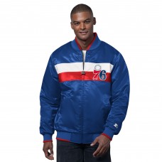Philadelphia 76ers Starter Royal/Red The Ambassador Satin Varsity Jacket