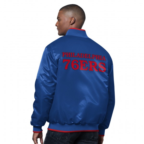 Philadelphia 76ers Starter Royal/Red The Ambassador Satin Varsity Jacket