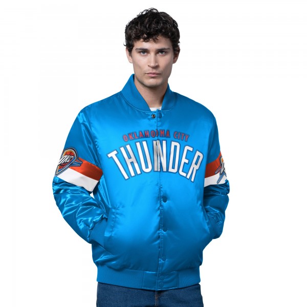 Бомбер Oklahoma City Thunder Starter Blue Triple Option Varsity Full-Snap Satin