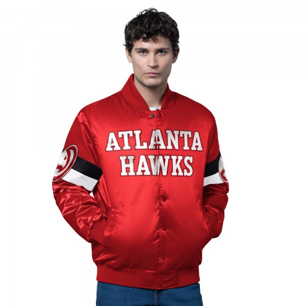 Куртка на кнопках Atlanta Hawks Starter Red Triple Option Varsity Satin