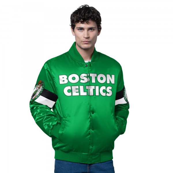 Boston Celtics Starter Kelly Green Triple Option Varsity Full-Snap Satin Jacket