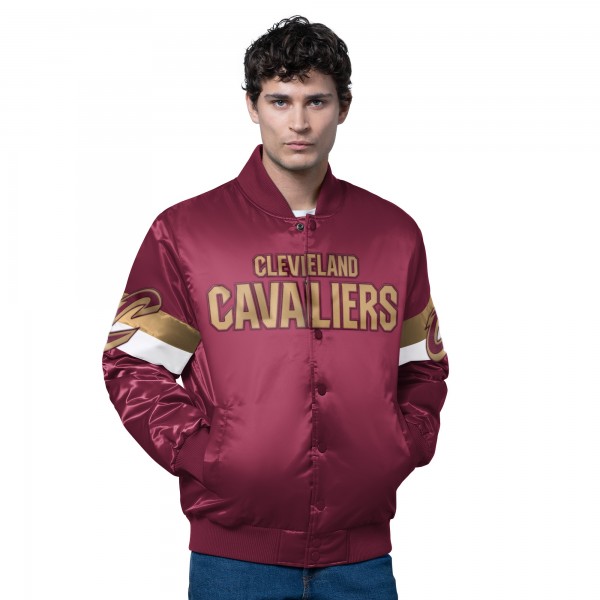 Cleveland Cavaliers Starter Wine Triple Option Varsity Full-Snap Satin Jacket