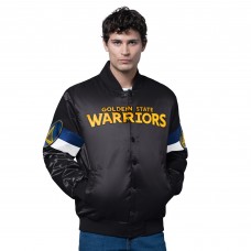 Golden State Warriors Starter Black Triple Option Varsity Full-Snap Satin Jacket