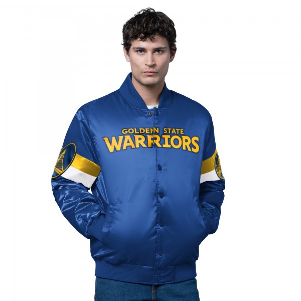 Golden State Warriors Starter Royal Triple Option Varsity Full-Snap Satin Jacket