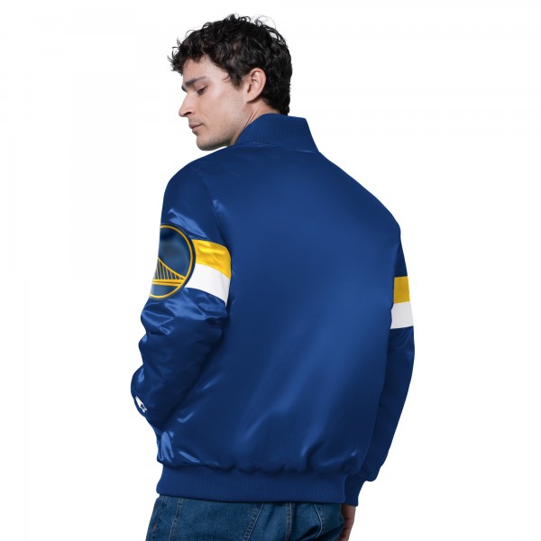 Golden State Warriors Starter Royal Triple Option Varsity Full-Snap Satin Jacket