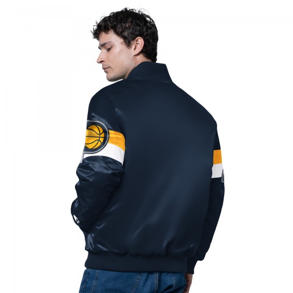 Indiana Pacers Starter Navy Triple Option Varsity Full-Snap Satin Jacket