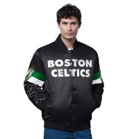 Boston Celtics Starter Black Triple Option Varsity Full-Snap Satin Jacket