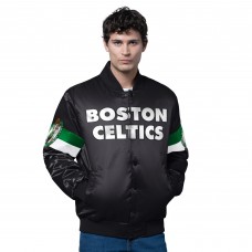 Boston Celtics Starter Black Triple Option Varsity Full-Snap Satin Jacket