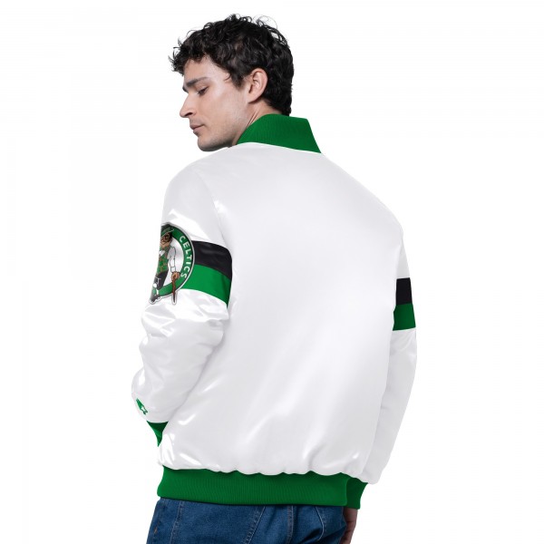 Boston Celtics Starter White Triple Option Varsity Full-Snap Satin Jacket