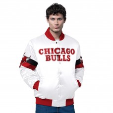 Chicago Bulls Starter White Triple Option Varsity Full-Snap Satin Jacket
