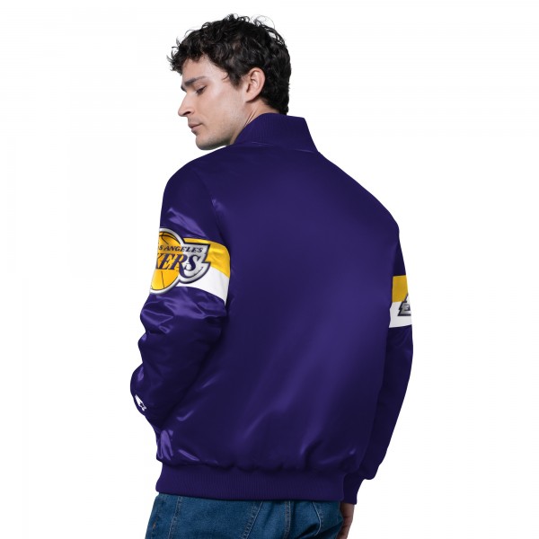 Los Angeles Lakers Starter Purple Triple Option Varsity Full-Snap Satin Jacket
