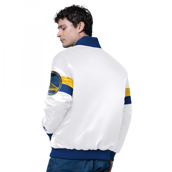 Golden State Warriors Starter White Triple Option Varsity Full-Snap Satin Jacket