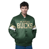 Milwaukee Bucks Starter Hunter Green Triple Option Varsity Full-Snap Satin Jacket
