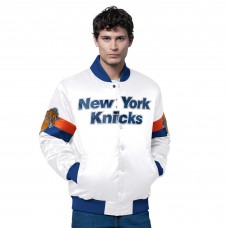 New York Knicks Starter White Triple Option Varsity Full-Snap Satin Jacket